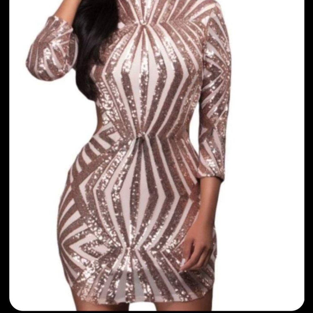 Champange Sequin Party Dress